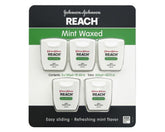 J&J Reach Dental Floss, Mint Waxed, 5 Count Saver Pack
